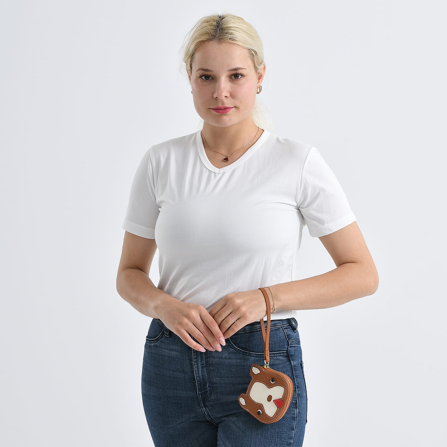 Genuine Leather RFID- Blocking Boston Terrier Wallet with Clasp - Tan V32373199 3