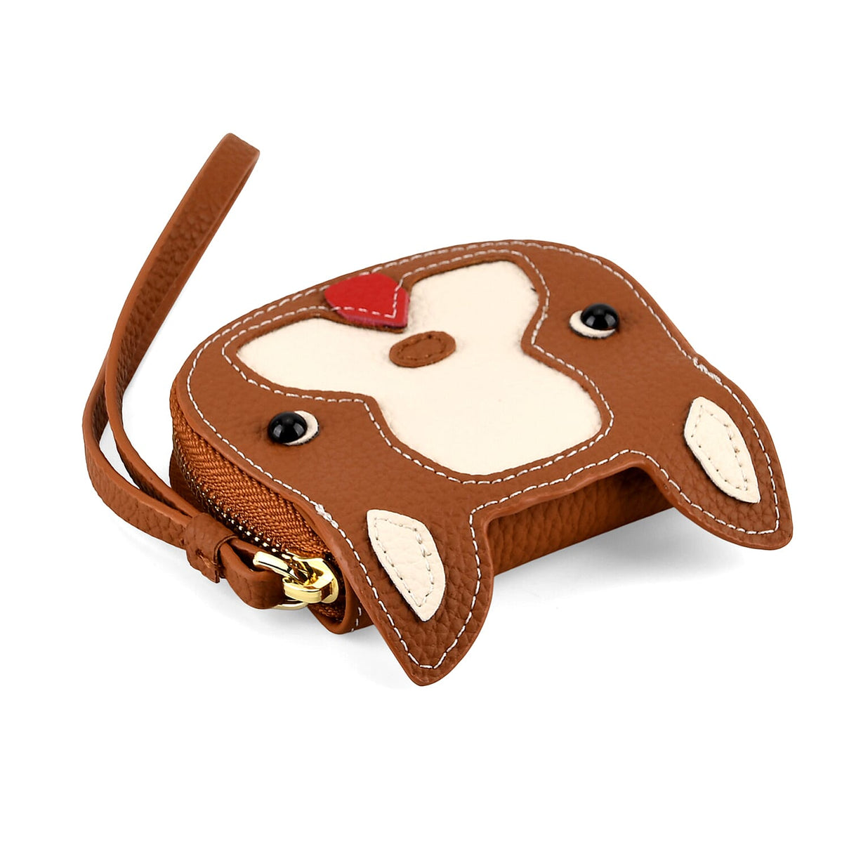 Genuine Leather RFID- Blocking Boston Terrier Wallet with Clasp - Tan V32373199 7