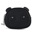 Genuine Leather Panda Pattern Wallet with Dual Zip - Black