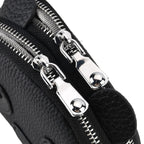 Genuine Leather Panda Pattern Wallet with Dual Zip - Black