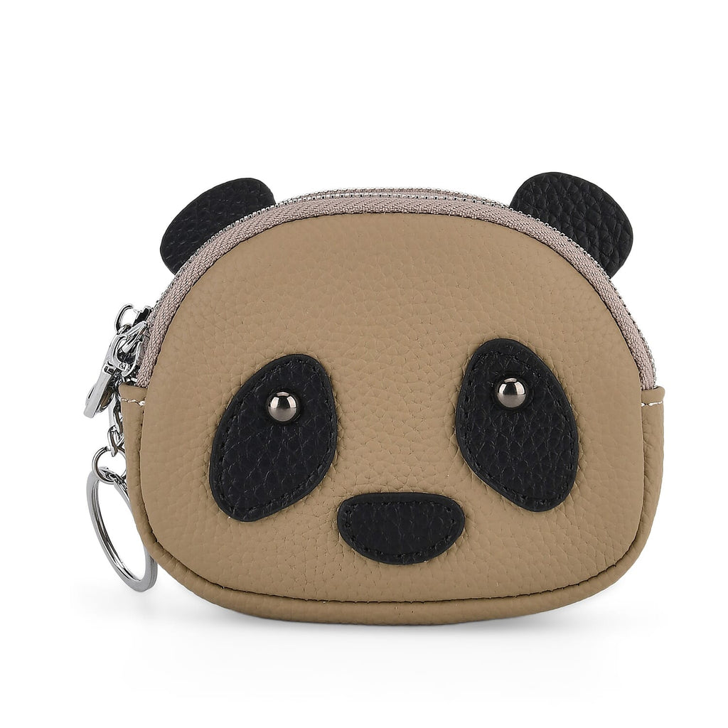 Genuine Leather Panda Pattern Wallet - Grey