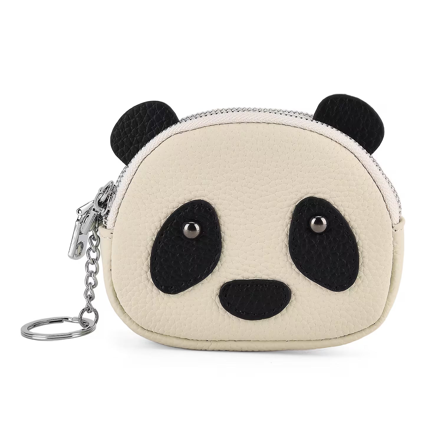 Genuine Leather Panda Print Pattern Wallet with Dual Zip (Size 12x4x10 cm) - Off White 8411768 0