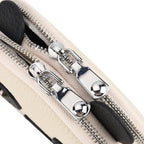 Genuine Leather Panda Print Pattern Wallet with Dual Zip (Size 12x4x10 cm) - Off White