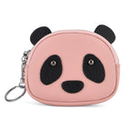 Genuine Leather Panda Print Pattern Wallet with Dual Zip (Size 12x4x10 cm) - Pink