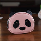 Genuine Leather Panda Print Pattern Wallet with Dual Zip (Size 12x4x10 cm) - Pink