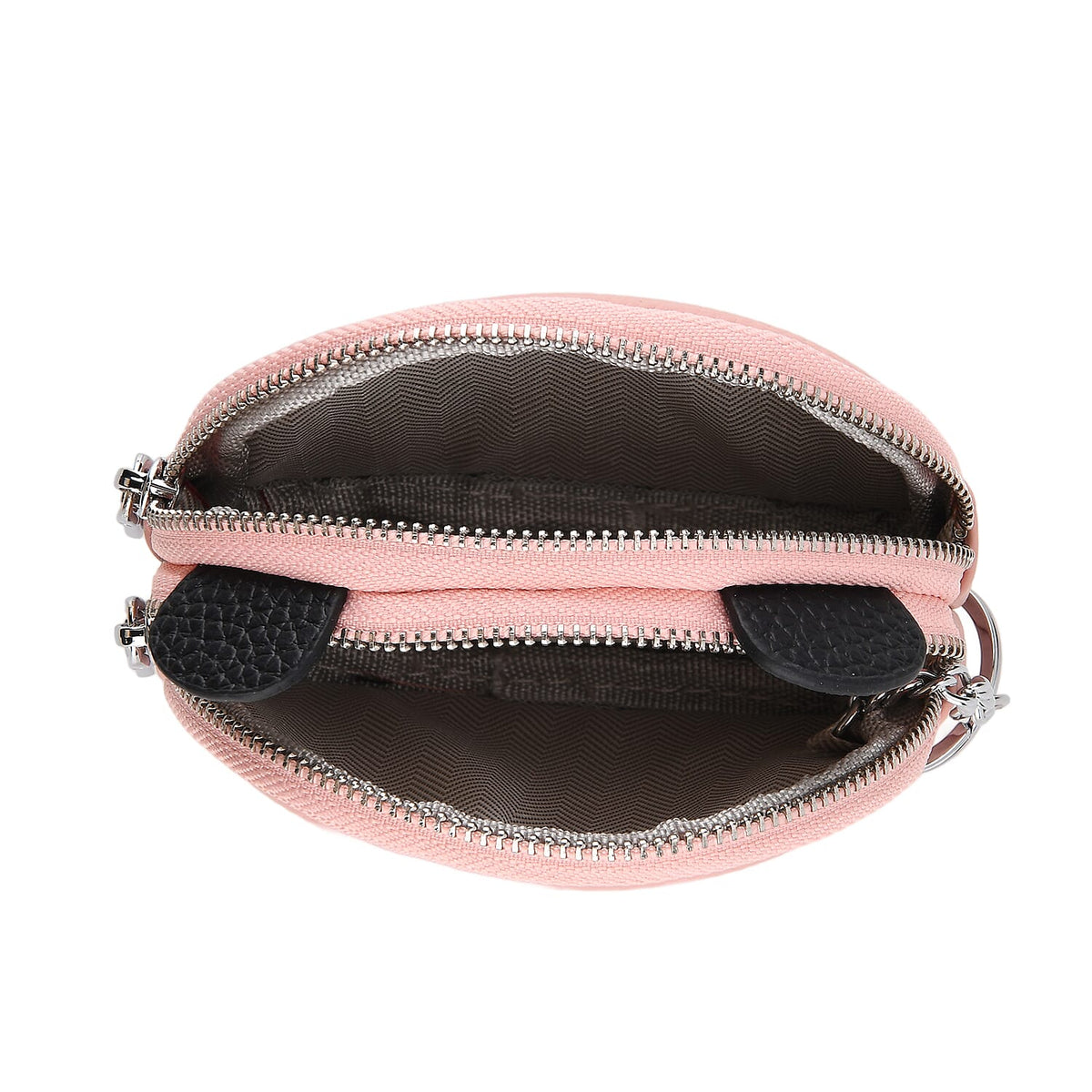 Genuine Leather Panda Print Pattern Wallet with Dual Zip (Size 12x4x10 cm) - Pink 8411767 6