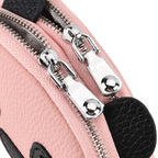 Genuine Leather Panda Print Pattern Wallet with Dual Zip (Size 12x4x10 cm) - Pink