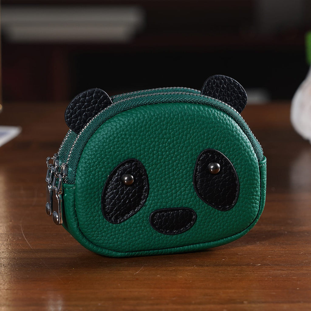 Genuine Leather Panda Pattern Wallet - Teal