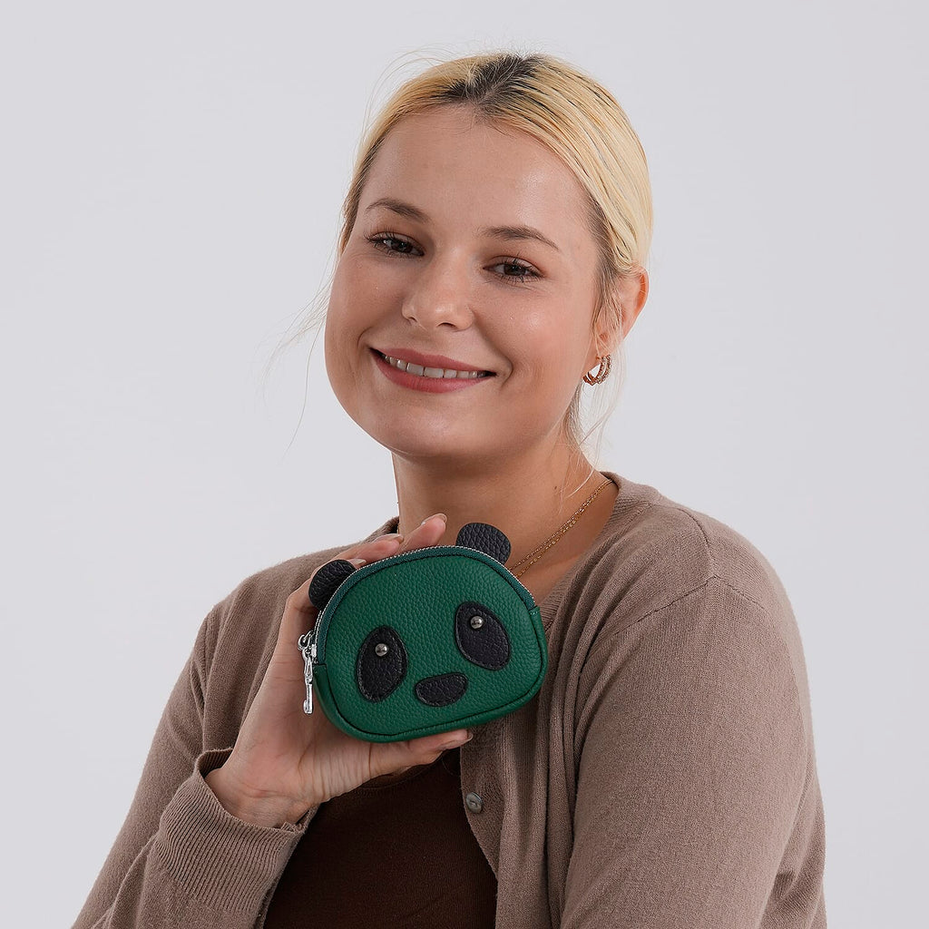Genuine Leather Panda Pattern Wallet - Teal