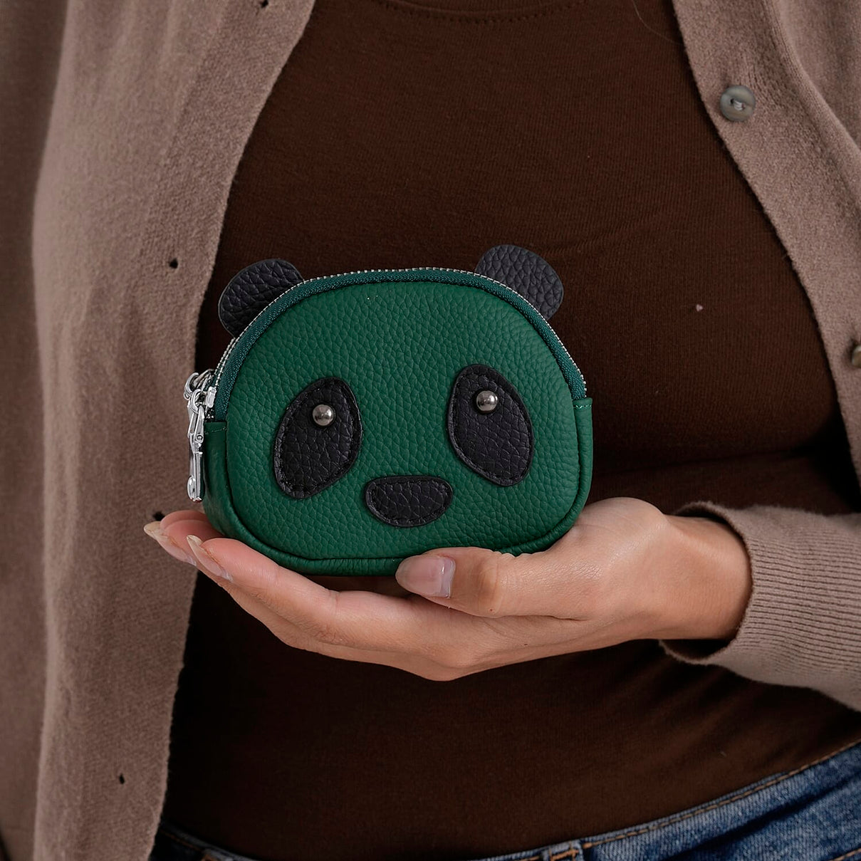 Genuine Leather Panda Pattern Wallet - Teal V32515880 4