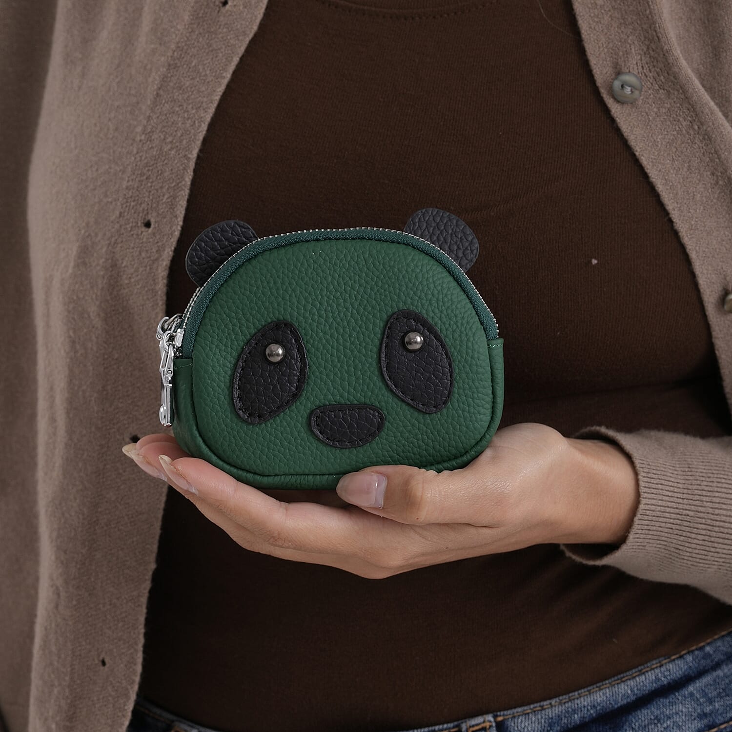 Genuine Leather Panda Pattern Wallet - Teal V32515880 4