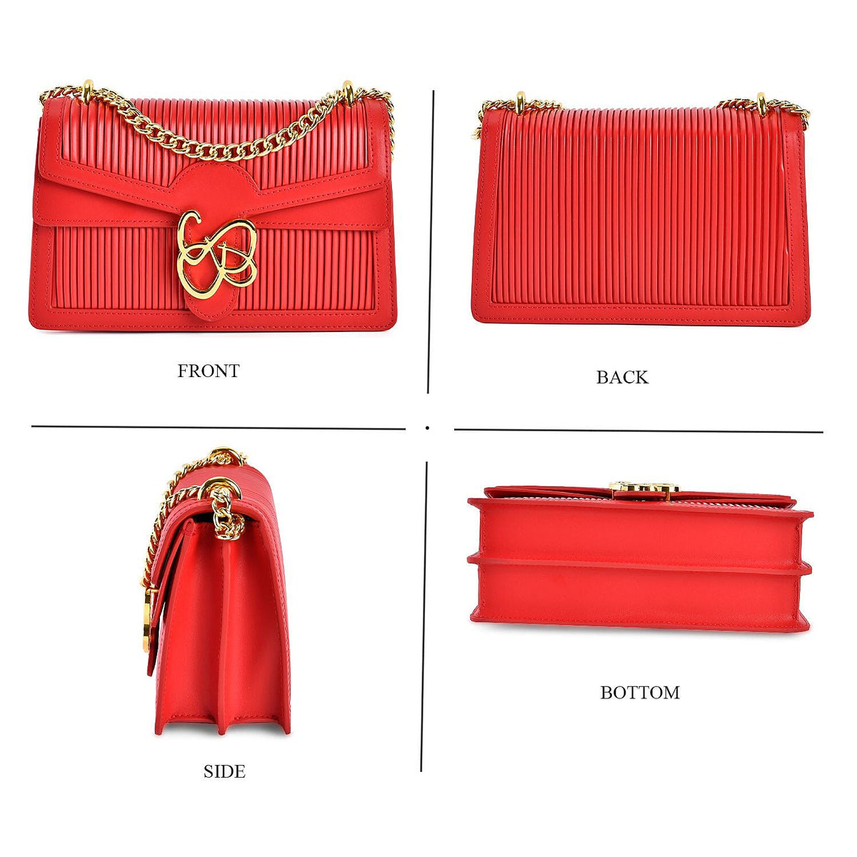 Genuine Leather Pleated Crossbody Bag (Size 23x7x14 cm) 7618836 3