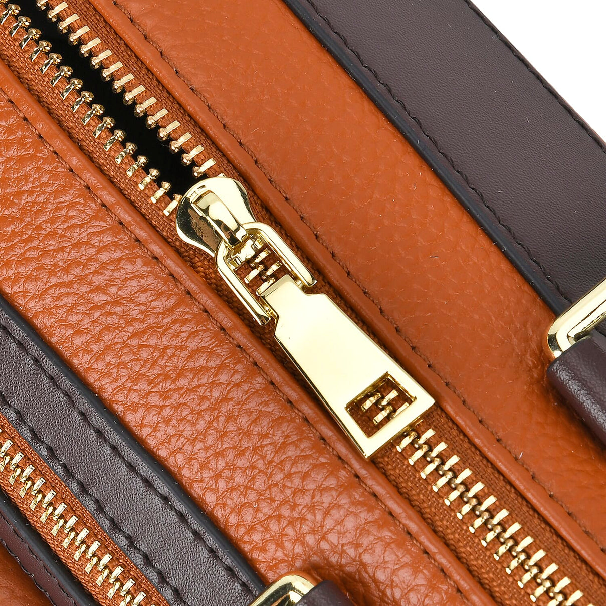 Leather Flat Grain Pattern Crossbody Bag - Brown 7700403 5