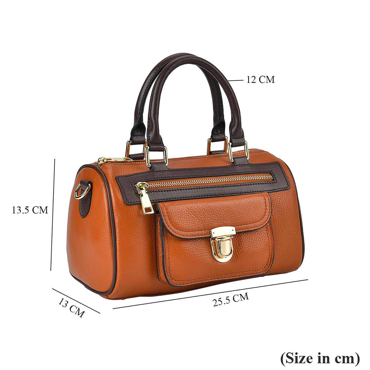 Leather Flat Grain Pattern Crossbody Bag - Brown 7700403 6