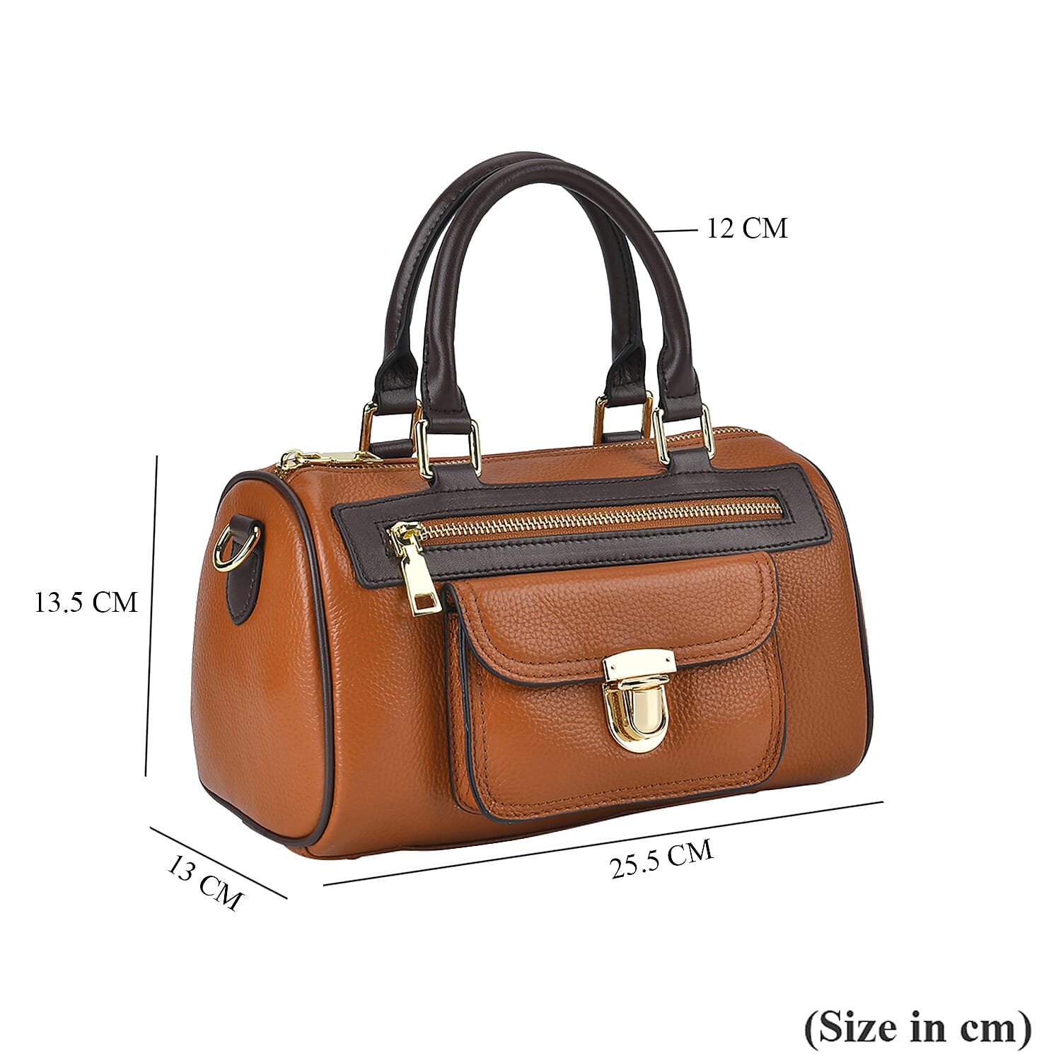 Leather Flat Grain Pattern Crossbody Bag - Brown 7700403 6