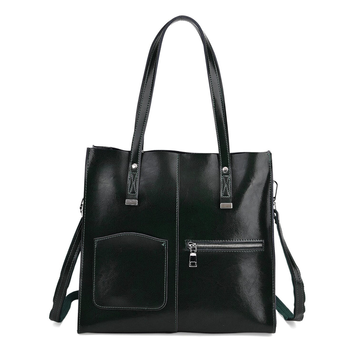 Sumptuous quality 100% Genuine Leather LARGE Tote Bag with Shoulder Strap - Green 8027421 0