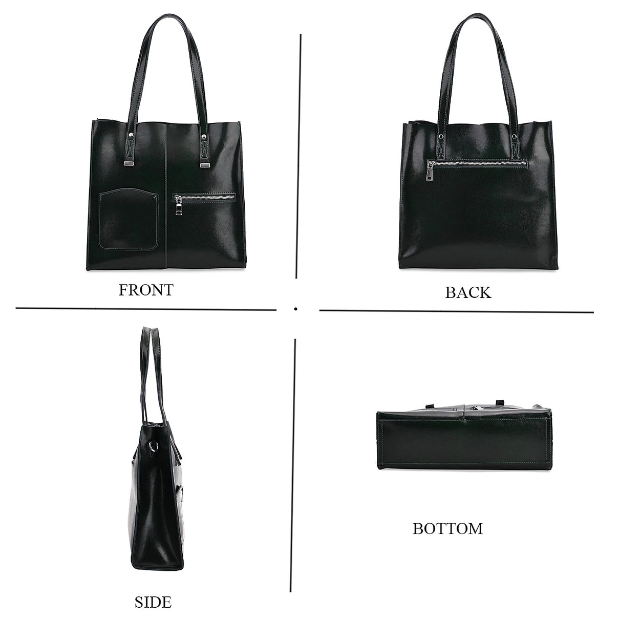 Sumptuous quality 100% Genuine Leather LARGE Tote Bag with Shoulder Strap - Green 8027421 4