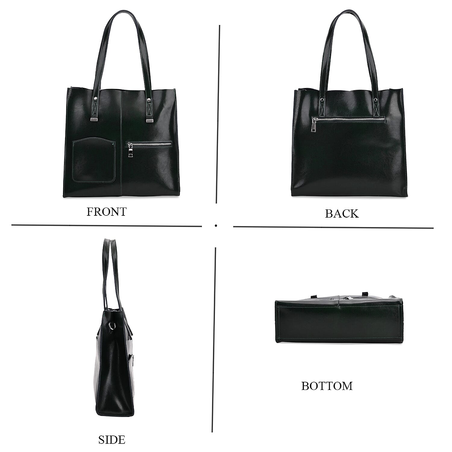 Sumptuous quality 100% Genuine Leather LARGE Tote Bag with Shoulder Strap - Green 8027421 4