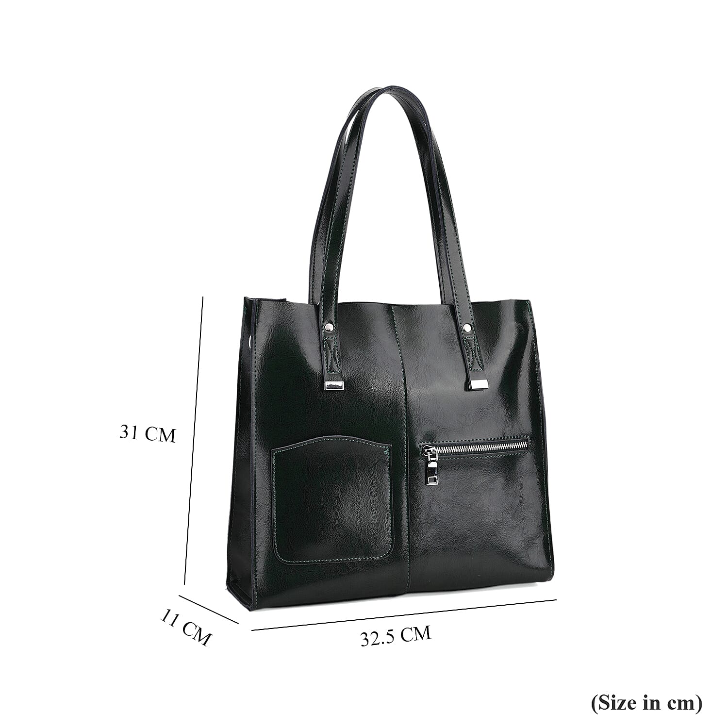 Sumptuous quality 100% Genuine Leather LARGE Tote Bag with Shoulder Strap - Green 8027421 7