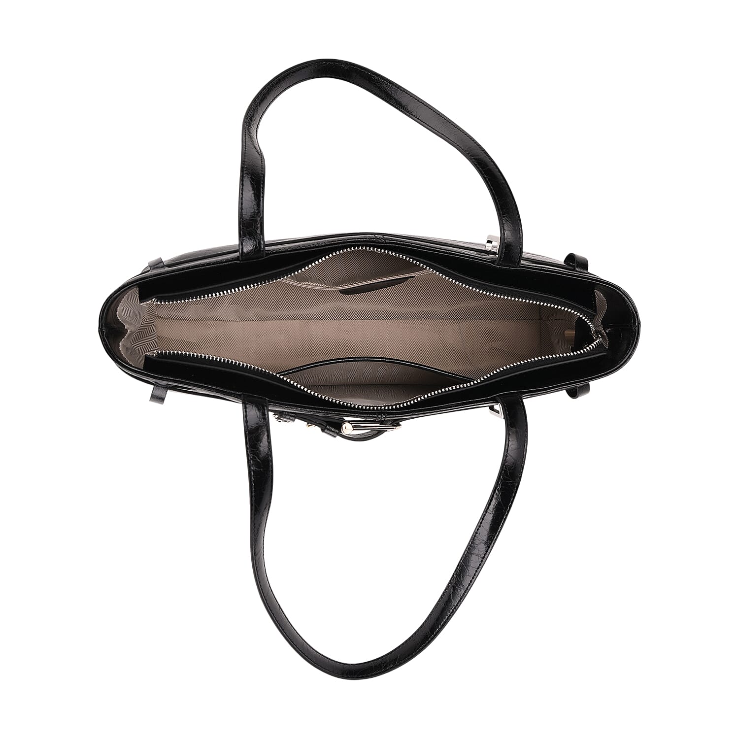 Genuine Leather Belt Buckle Design Rectangular Handbag - Black 8165527 5