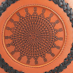 100% Genuine Leather Weaving Round Crossbody Bag - Brown