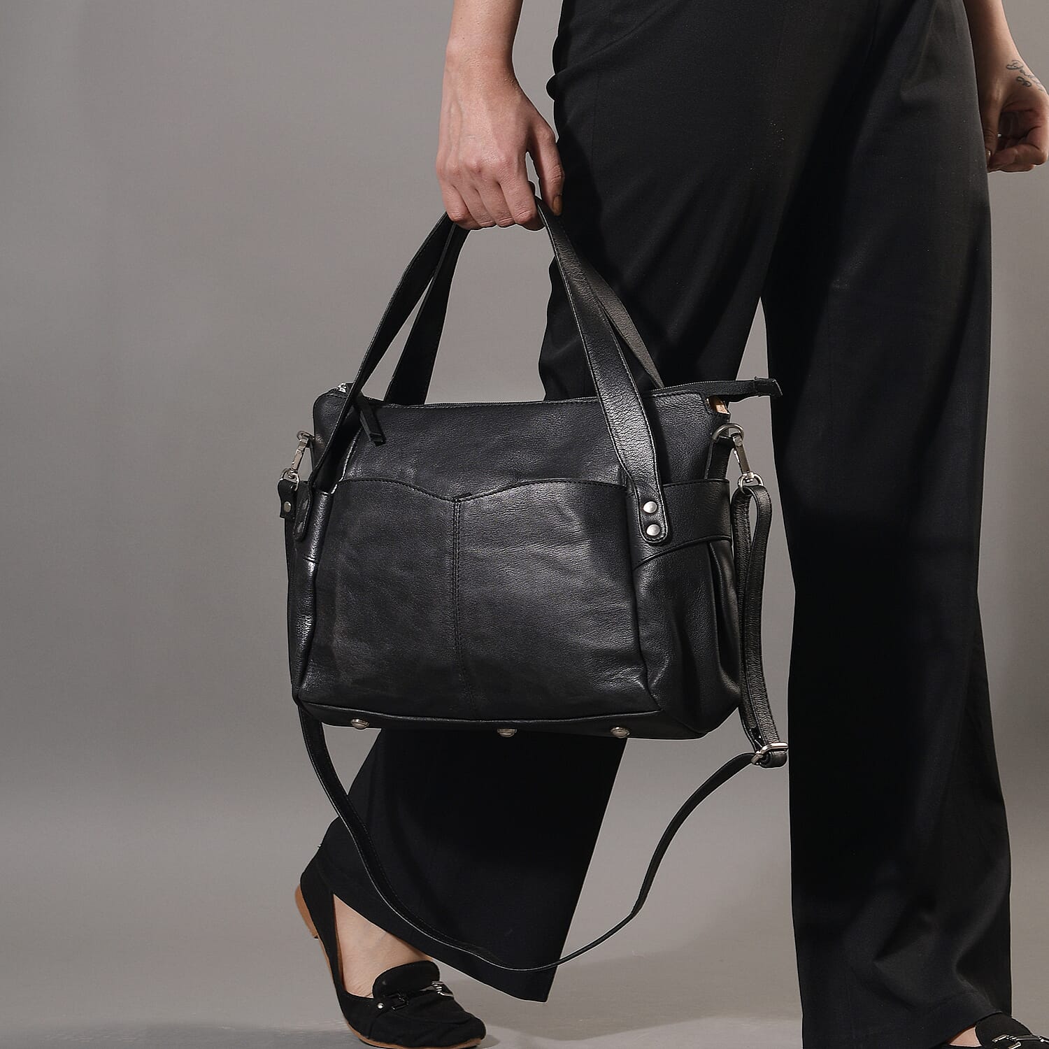 Leather Shoulder Bag (Size 17x11x3 ) - Black 2760526 2