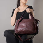 Leather Shoulder Bag (Size 17x11x3 ) - Burgundy