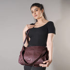 Leather Shoulder Bag (Size 17x11x3 ) - Burgundy