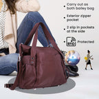 Leather Shoulder Bag (Size 17x11x3 ) - Burgundy