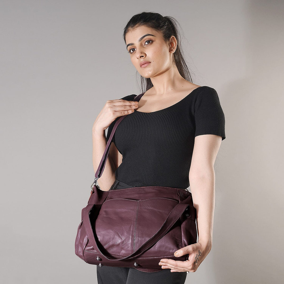 Leather Shoulder Bag (Size 17x11x3 ) - Maroon 7909498 2