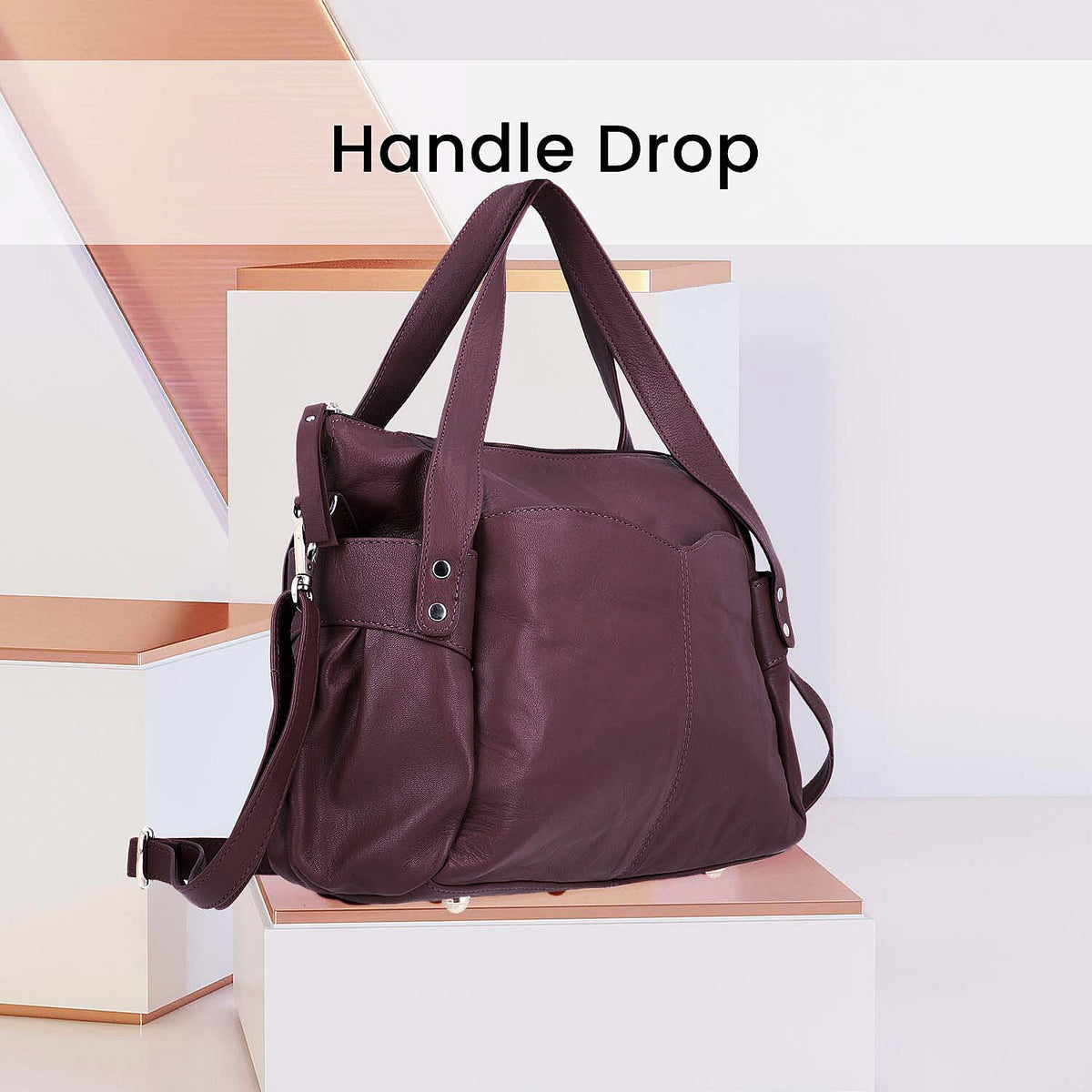 Leather Shoulder Bag (Size 17x11x3 ) - Maroon 7909498 3
