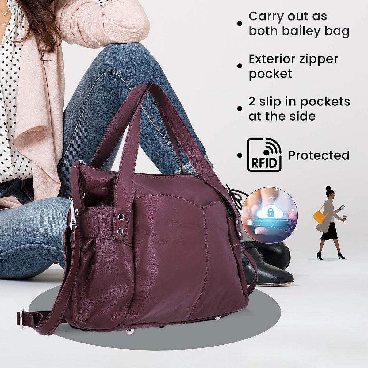 Leather Shoulder Bag (Size 17x11x3 ) - Maroon 7909498 5