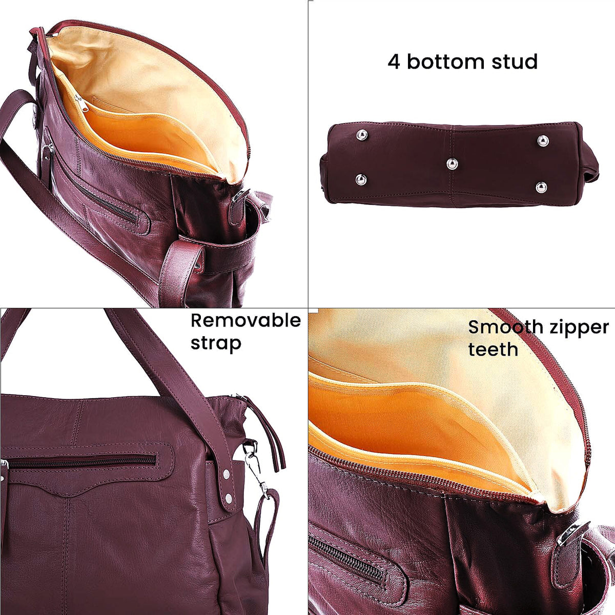 Leather Shoulder Bag (Size 17x11x3 ) - Maroon 7909498 6