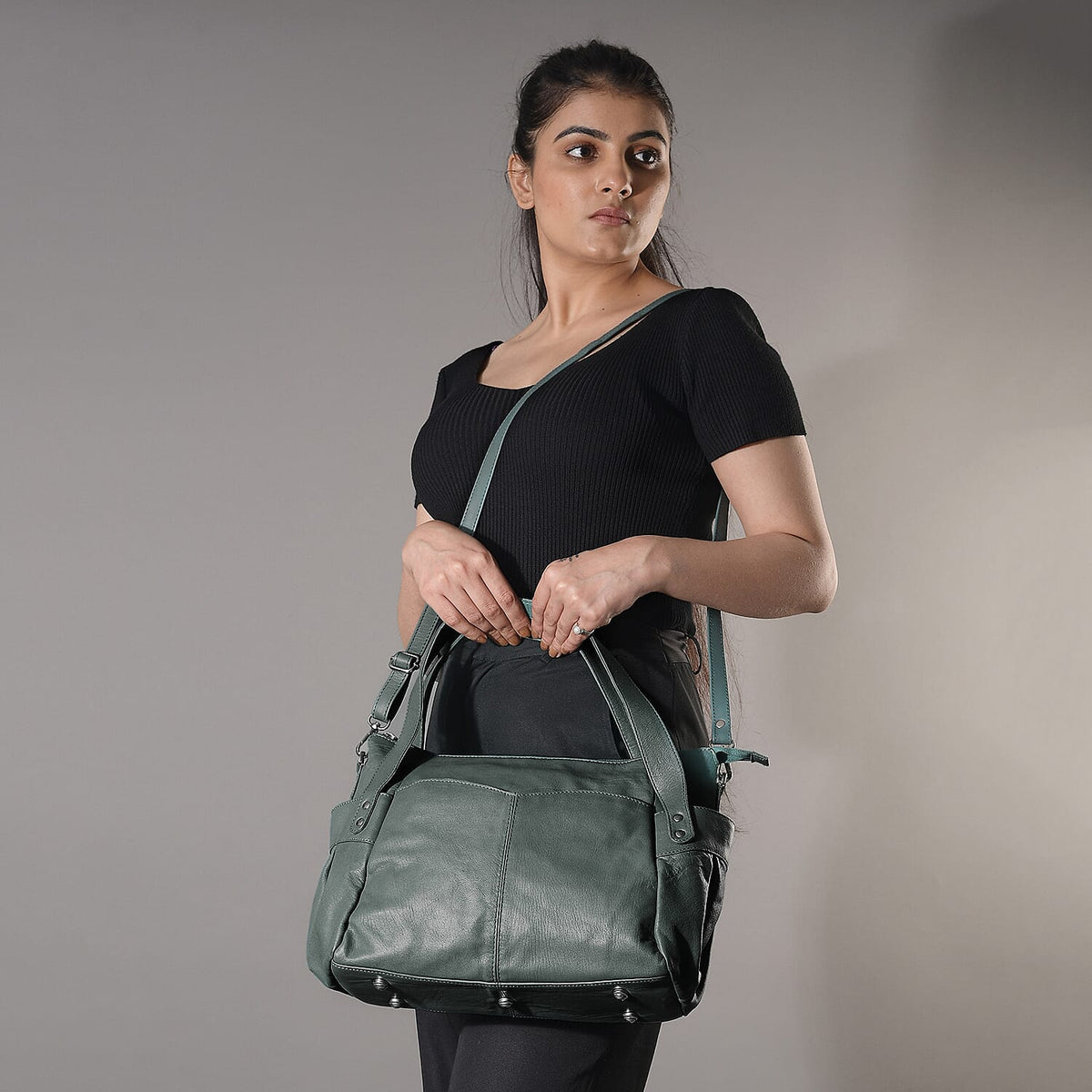 Leather Shoulder Bag (Size 17x11x3 ) - Teal 2760529 2