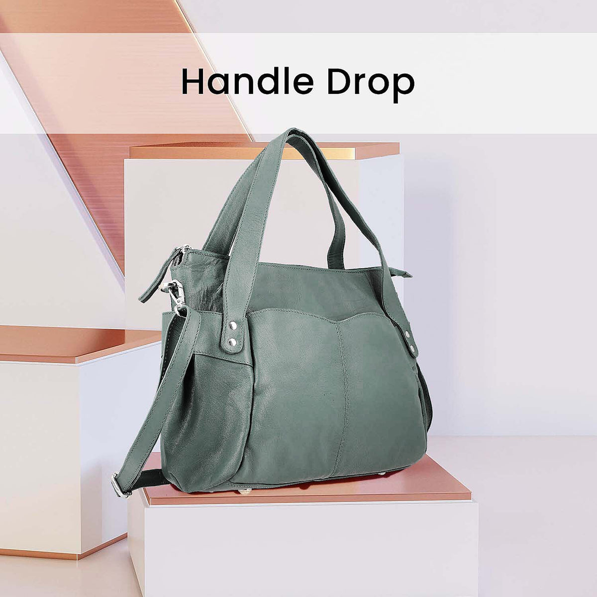 Leather Shoulder Bag (Size 17x11x3 ) - Teal 2760529 3