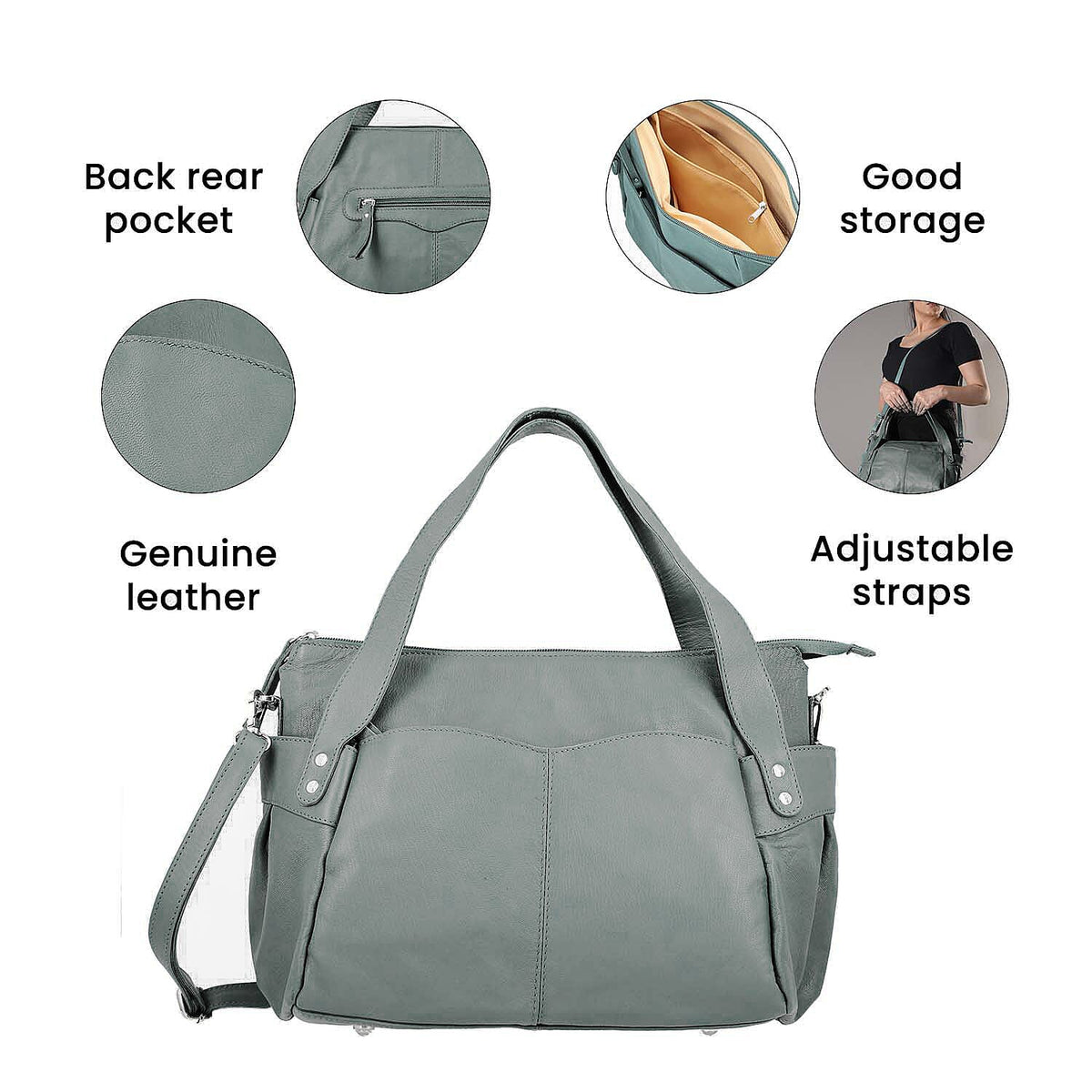 Leather Shoulder Bag (Size 17x11x3 ) - Teal 2760529 4