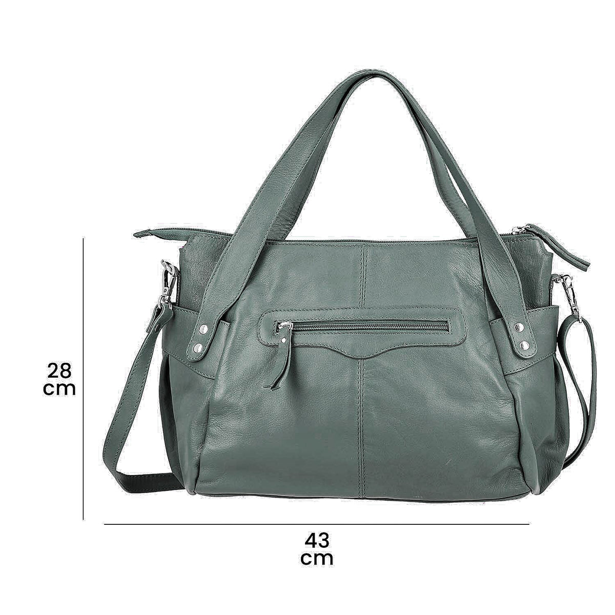 Leather Shoulder Bag (Size 17x11x3 ) - Teal 2760529 7