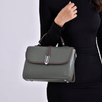 Leather Snakeskin Crossbody Bag (Size 26x12x22 cm) - Olive & Tan