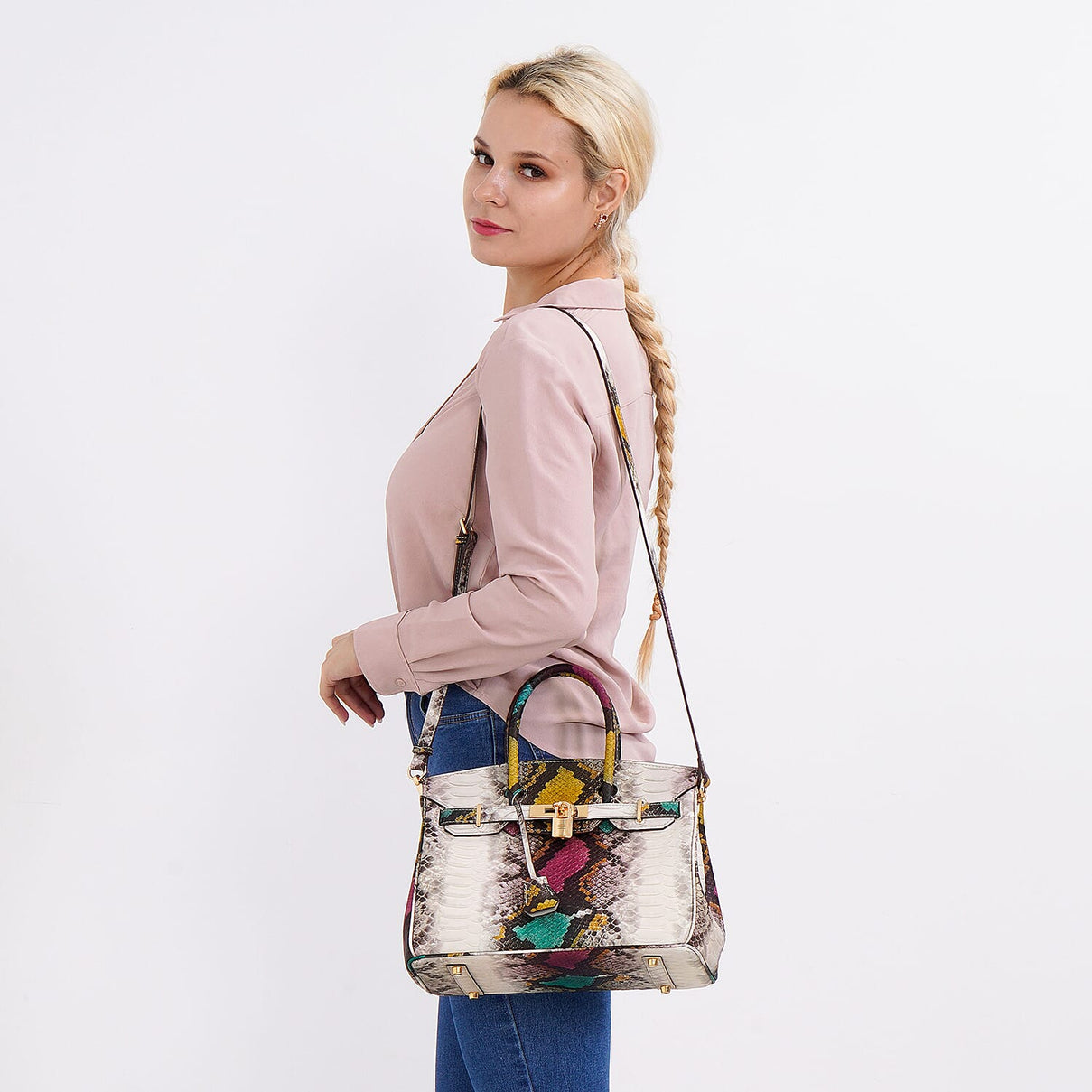 100% Genuine Leather Snakeskin Pattern Crossbody Bag 7694873 2