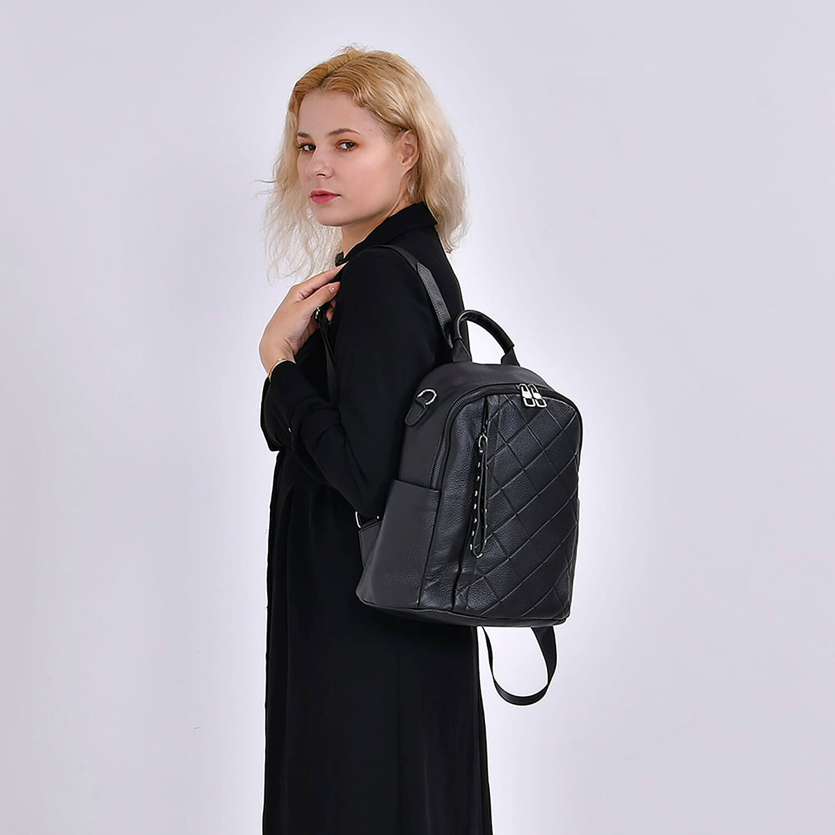 Genuine Leather Solid Backpack 7749489 1