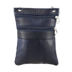 100% Genuine Leather Crossbody Bag - Navy