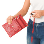 100% Genuine Leather Crossbody Bag - Red