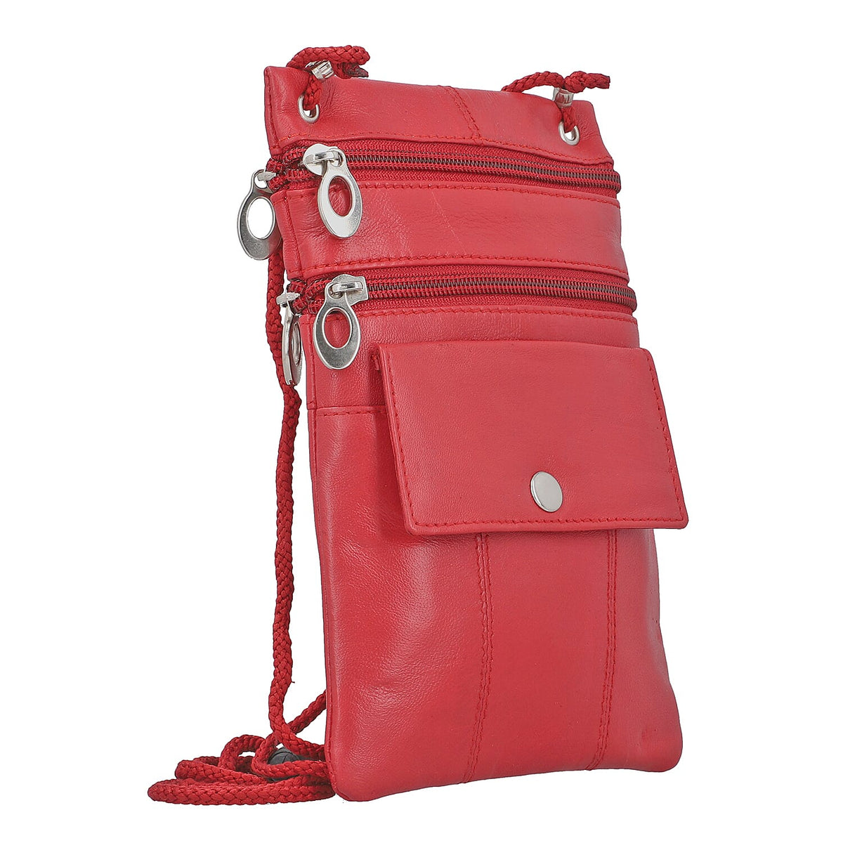 100% Genuine Leather Crossbody Bag - Red 7210704 4