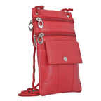 100% Genuine Leather Crossbody Bag - Red