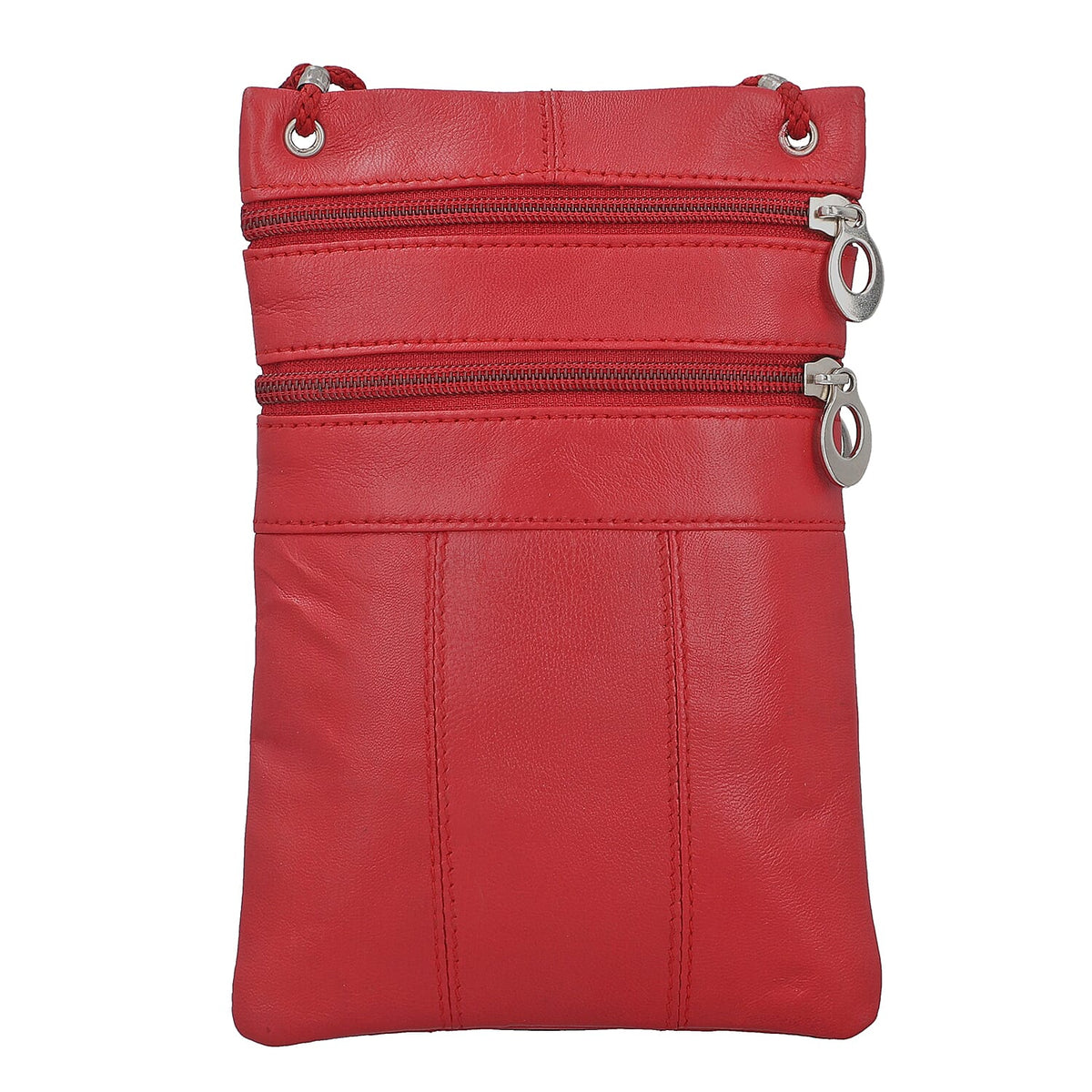 100% Genuine Leather Crossbody Bag - Red 7210704 5