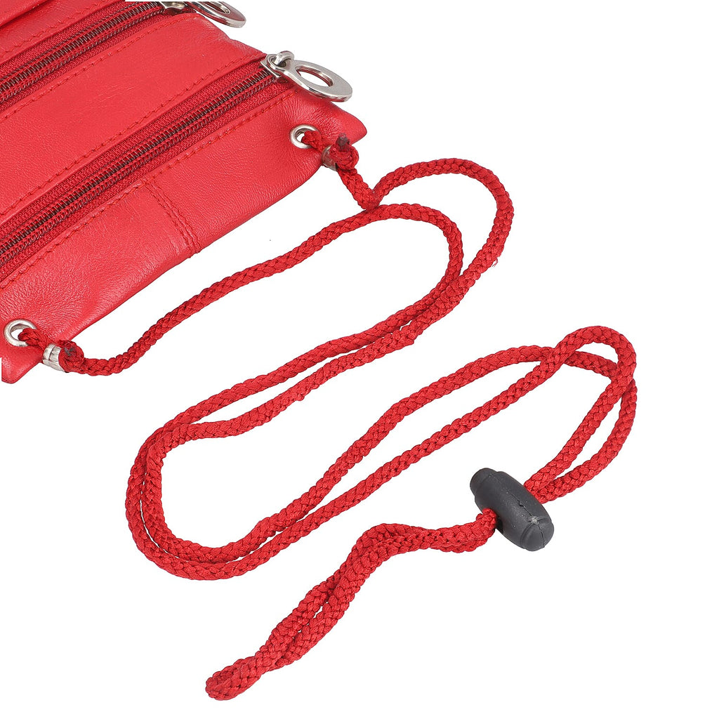 100% Genuine Leather Crossbody Bag - Red