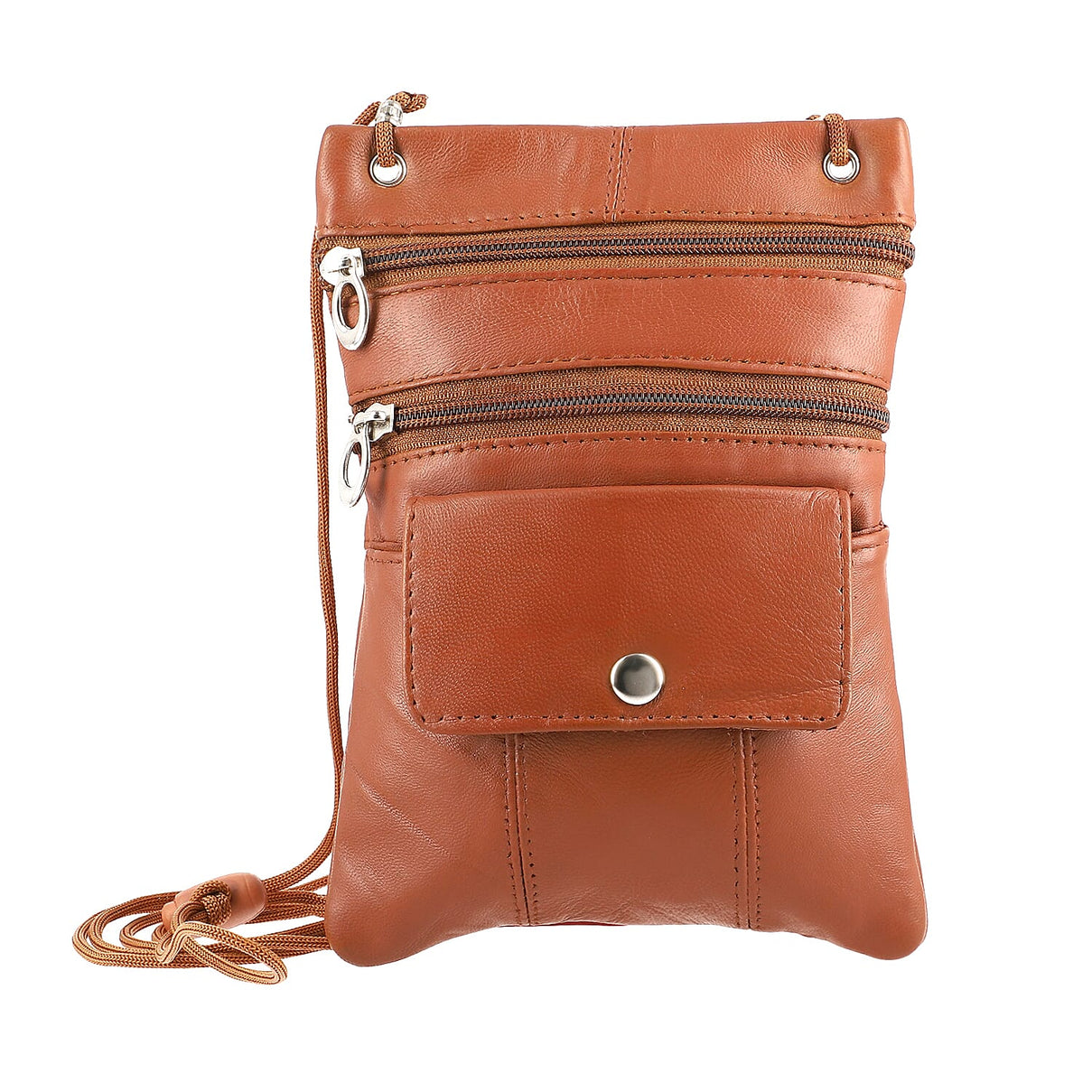 100% Genuine Leather Crossbody Bag - Tan 7210706 0