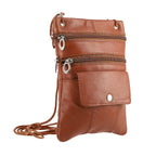 100% Genuine Leather Crossbody Bag - Tan