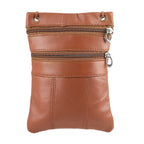 100% Genuine Leather Crossbody Bag - Tan