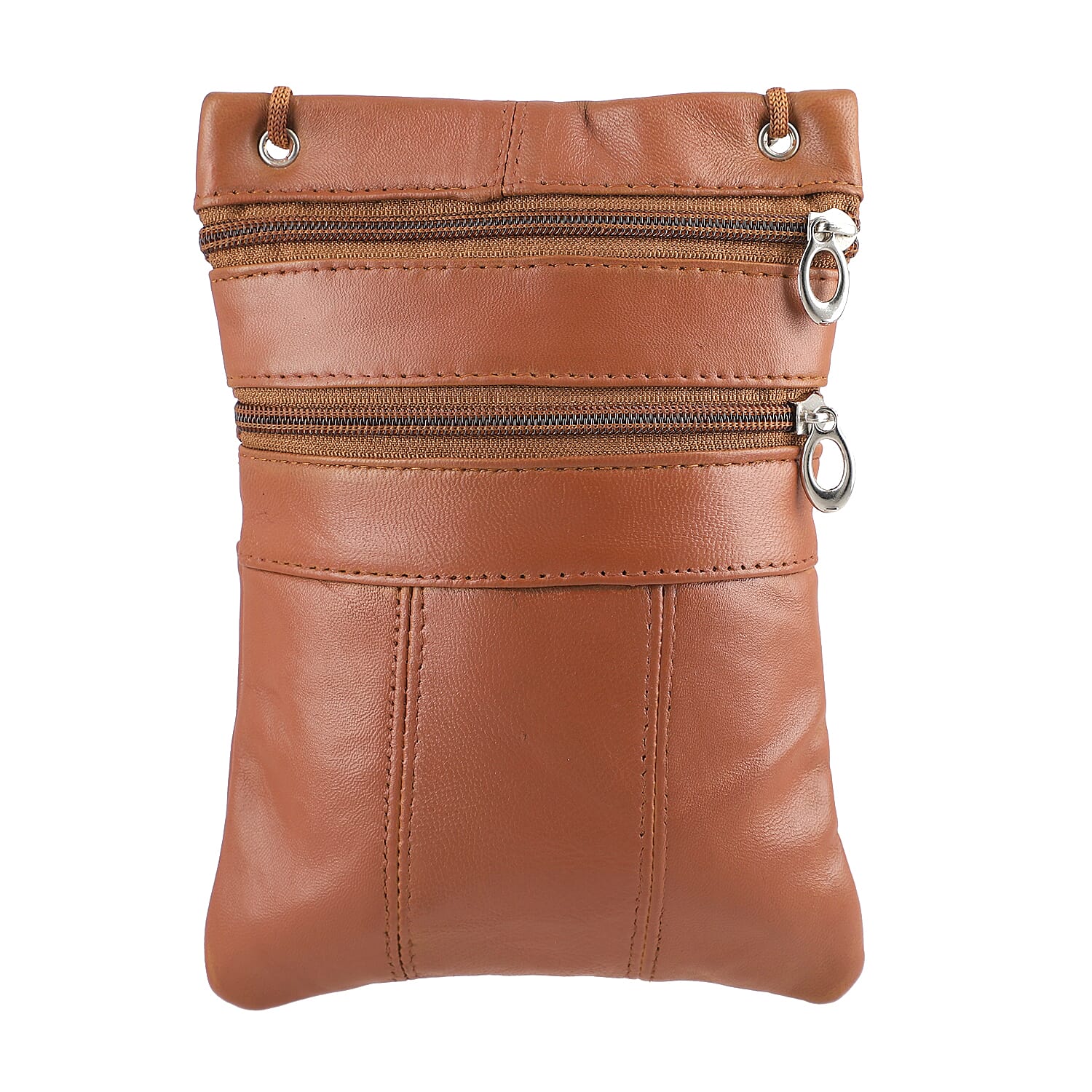 100% Genuine Leather Crossbody Bag - Tan 7210706 4